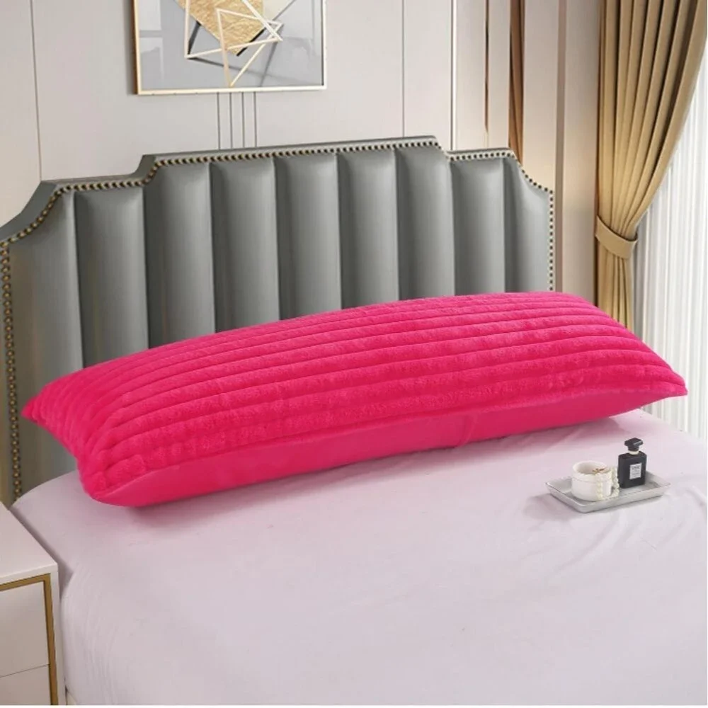 Hot Pink Deluxe Plush Faux Fur Body Pillowcase  21x54 inch NWT